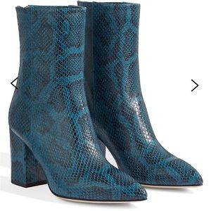 Paris Texas Snake Python-Print Leather Ankle Western Boots Blue